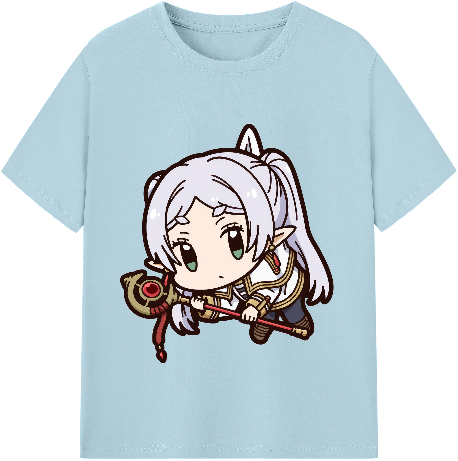 （画像用） 葬送のフリーレン Frieren 綿100％半袖Tシャツ（フロントプリント）
